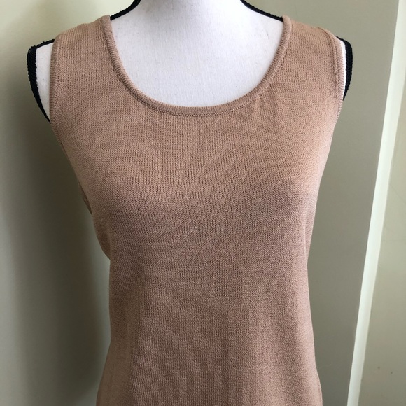 NWT St. John Santana knit sleeveless top Biscuit - Picture 5 of 8